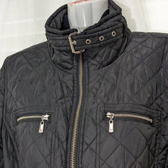MICHAEL KORS Quilted Jacket Coat Ladies Designer Size M Black - Picture 2 of 16